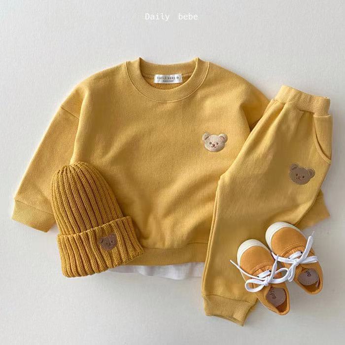 Set Đồ Thể Thao Gồm Áo Sweater Cổ Tròn Và Quần Dài In Hình Gấu Phong Cách Nhật Hàn Thời Trang Mùa Thu Cho Bé Sơ Sinh 21 Tuổi