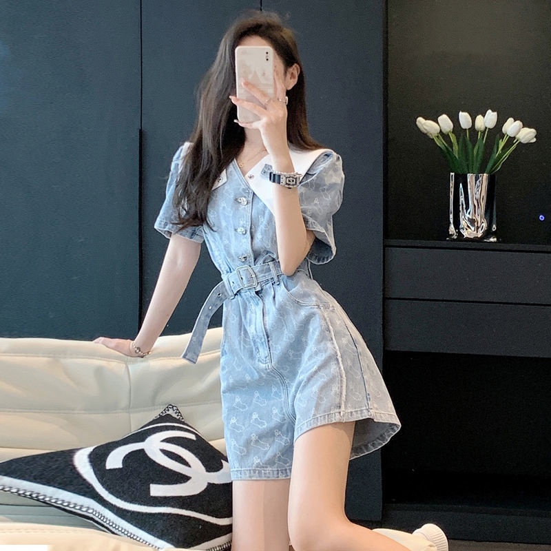 Áo liền quần Denim Thời Trang Mùa Hè Hàn Quốc 2022 Dành Cho Nữ