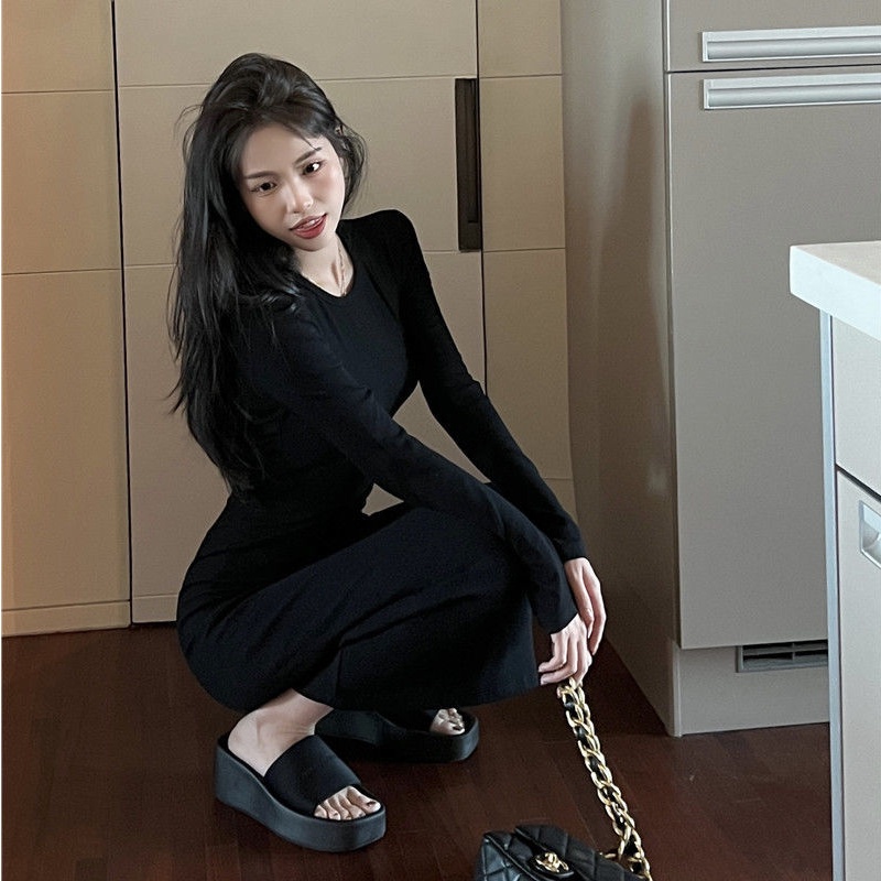 COZOK Đầm Dài Tay Ôm Eo Thời Trang Dành Cho Nữ