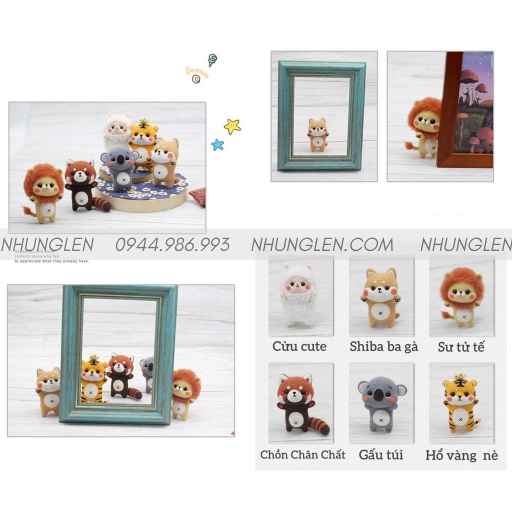[MỚI 2022] Bộ len chọc Vườn Thú Nhí Nhố, chọc len shiba, hổ, cừu có hướng dẫn bằng video cho người mới bắt đầu