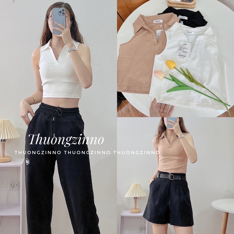 Áo CÓ CỔ sát nách croptop cổ đức hottrend phong cách thể thao năng động Áo thun croptop sang chảnh