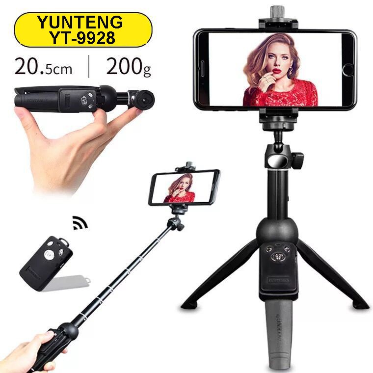 Gậy chụp ảnh Selfie kiêm Tripod Đa Năng Yunteng YT-9928 tích hợp kẹp điện thoại và Remote Bluetooth, gọn nhẹ chắc chắn | BigBuy360 - bigbuy360.vn