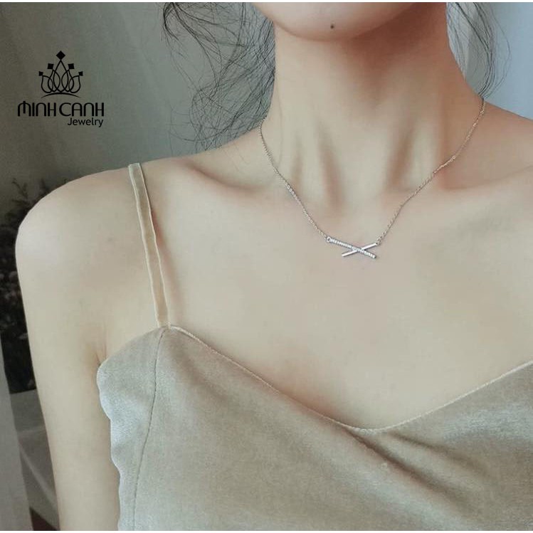 Dây Chuyền Bạc Nữ Chữ X Đính Đá - Minh Canh Jewelry