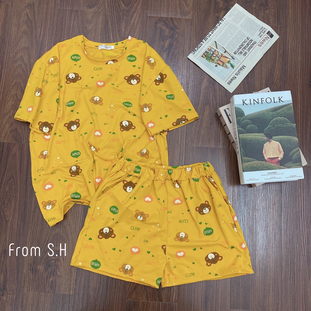 Bộ đồ mặc nhà/ Bộ đồ ngủ chất cotton siêu mát, họa tiết dễ thương