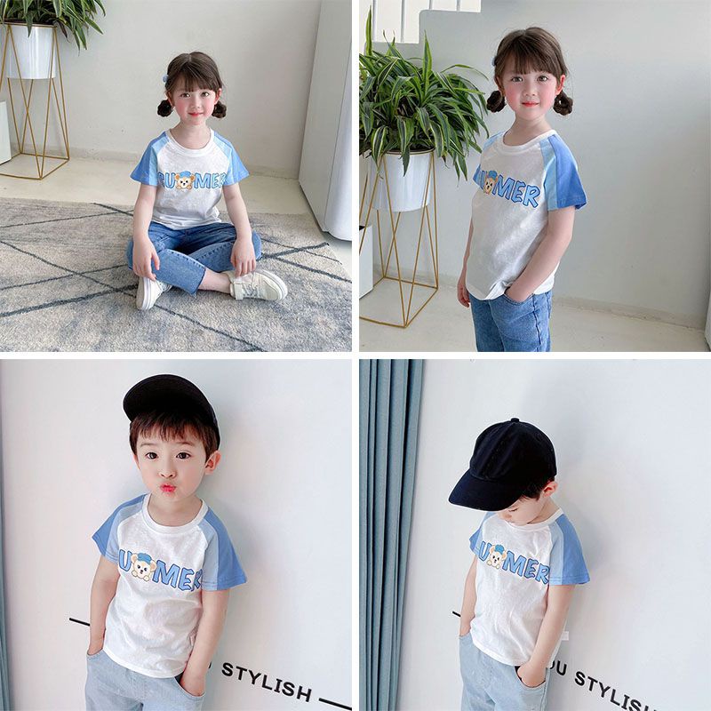 Áo Thun Tay Ngắn Cổ Tròn Thời Trang Mùa Hè Sành Điệu Cho Bé