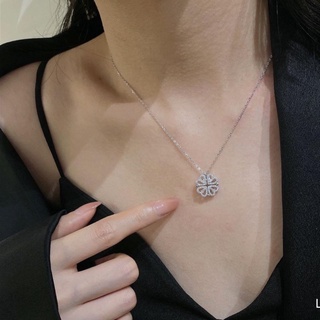 Dây chuyền bạc chính hãng mặt cỏ 4 lá may mắn cao cấp đeo 2 kiểu sang trọng