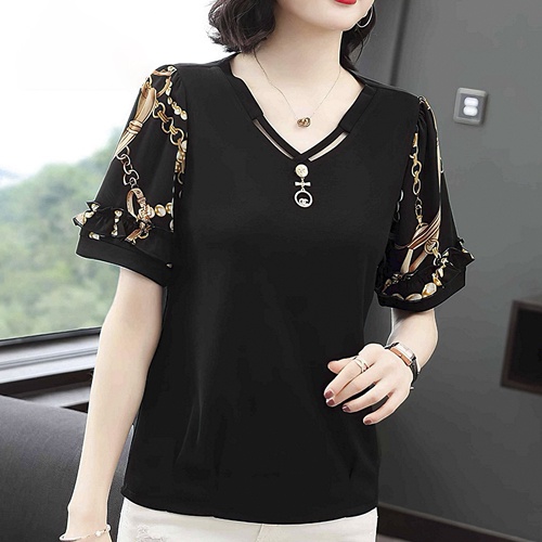 Áo Lẻ Nữ Trung Niên Sang Trọng Chất Liệu Thun Kiểu Áo Phông Hàng Quảng Châu Thời Trang Trung Niên Như Thủy LE122