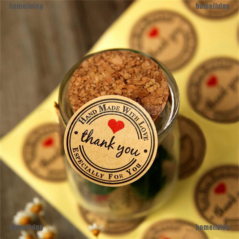 ❤❤Set 12 Sticker In Chữ Handmade with Love Bằng Giấy Kraft 38mm Dùng Để Trang Trí Tiệc Cưới