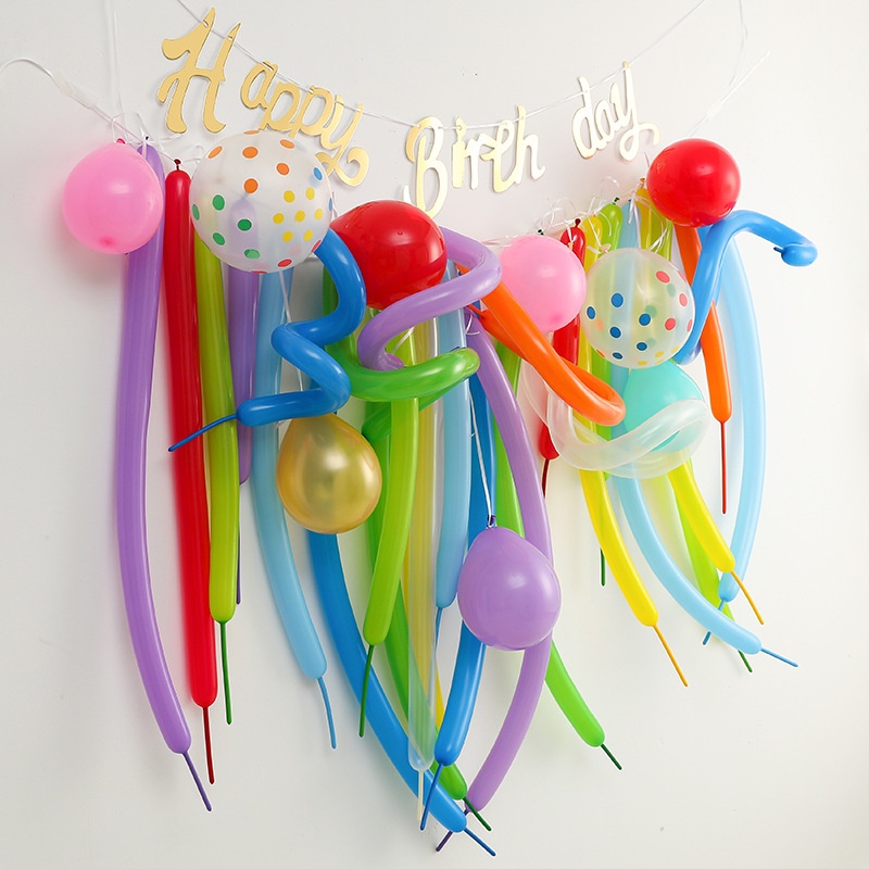 Set 10/ 20 bong bóng latex dài nhiều màu sắc dùng để trang trí tiệc sinh nhật