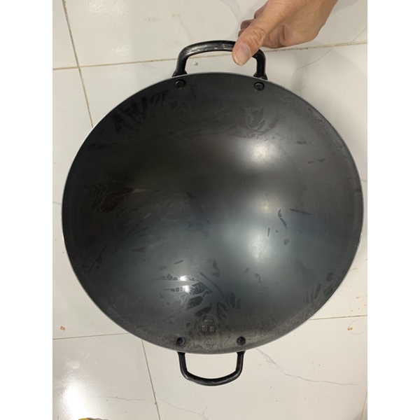 Chảo thép chống dính tay cầm gỗ thép carbon