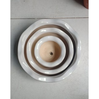 Bộ 3 chậu sứ trắng miệng bèo