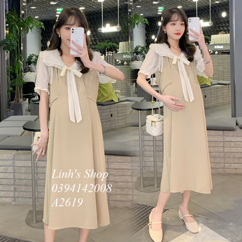 Váy Bầu Đầm Bầu Sơ Mi Hè A2619