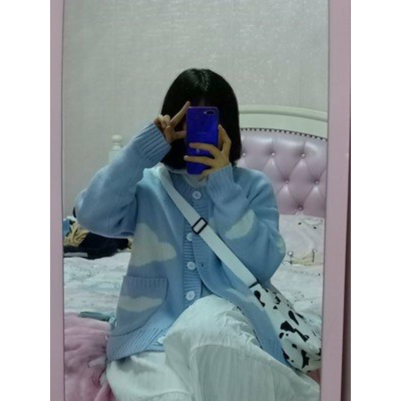 Áo khoác len nữ Cardigan áo mây trắng nhẹ nhàng phong cách Hàn | BigBuy360 - bigbuy360.vn