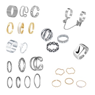 Set nhẫn dạng hở có thể điều chỉnh chất liệu kim loại thiết kế đơn giản thời trang 20 phong cách tùy chọn làm quà tặng