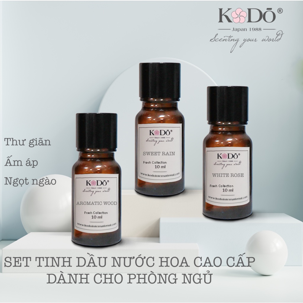 Combo 3 Chai Tinh Dầu Nước Hoa KODO dành cho Phòng Ngủ - Nhẹ nhàng, Ngọt ngào, Ấm áp - 10mlx3