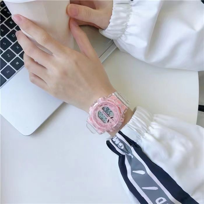 Đồng Hồ Điện Tử Thể Thao Chống Thấm Nước Màu Trắng In Hình Kỳ Lân Phong Cách Preppy Cho Nữ Sinh Trung Học