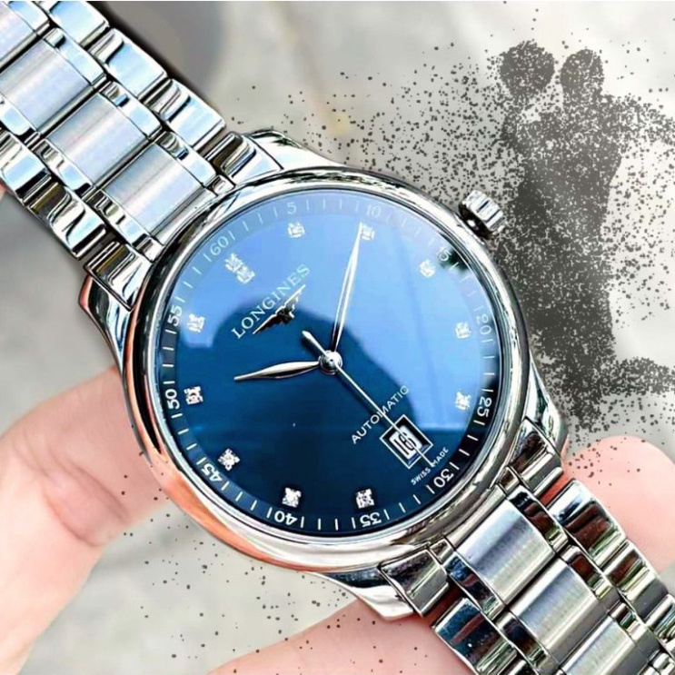 Đồng Hồ Longines mặt tròn xanh tím - Tặng hộp và pin dự phòng