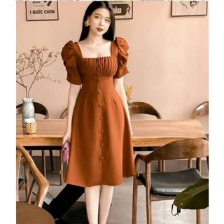 Váy Nâu Tay Bồng