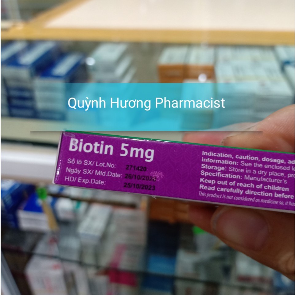 Viên uống Biotin 5mg - vitamin H giúp giảm rụng tóc, đẹp da ( hộp 20 viên )