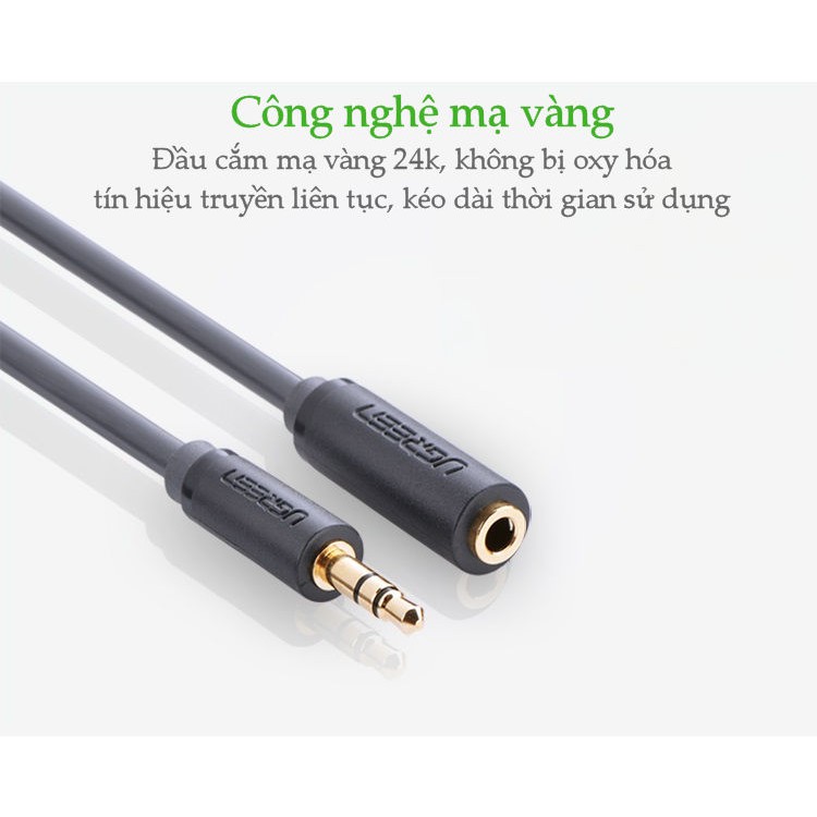 Cáp âm thanh kéo dài hai đầu chuẩn 3.5mm 1 đầu đực 1 đầu cái UGREEN AV124