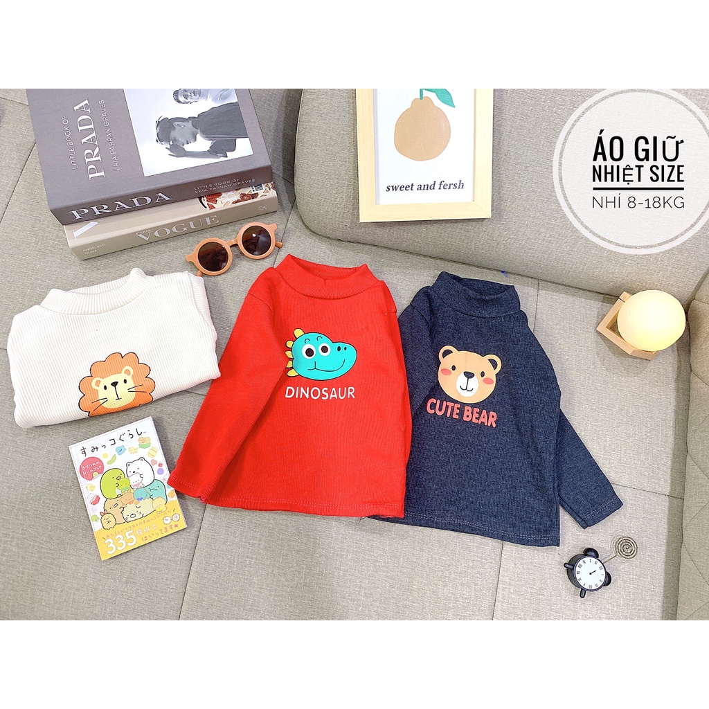 Áo thun cotton dài tay cổ 3p cho bé trai và bé gái 6-18kg