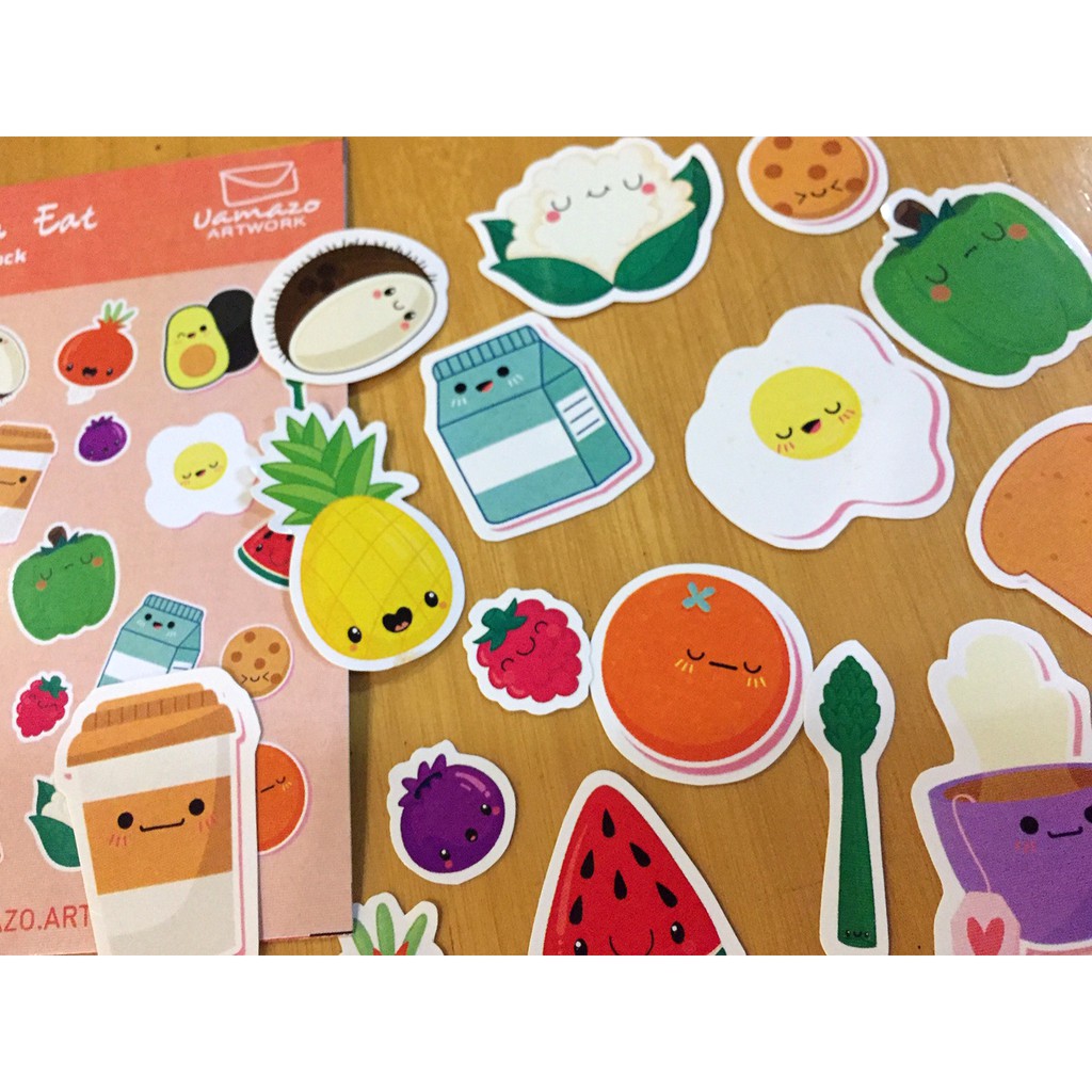 Sticker Dán Trang Trí Sổ Tay Hình Wanna Eat / Tumblr Vui Nhộn