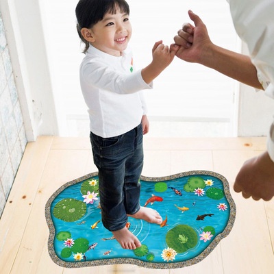 Decan dán tường 3D, tranh dán tường trang trí phòng Ao Sen Cá AY9260