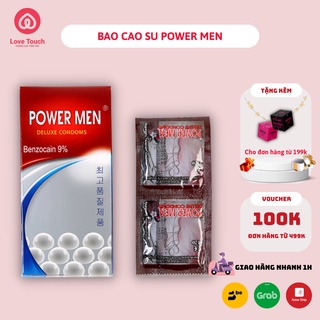 Bao cao su power men ngọc trai có gân, gai, bi và kéo dài thời gian quan hệ - hộp 12 chiếc - love touch