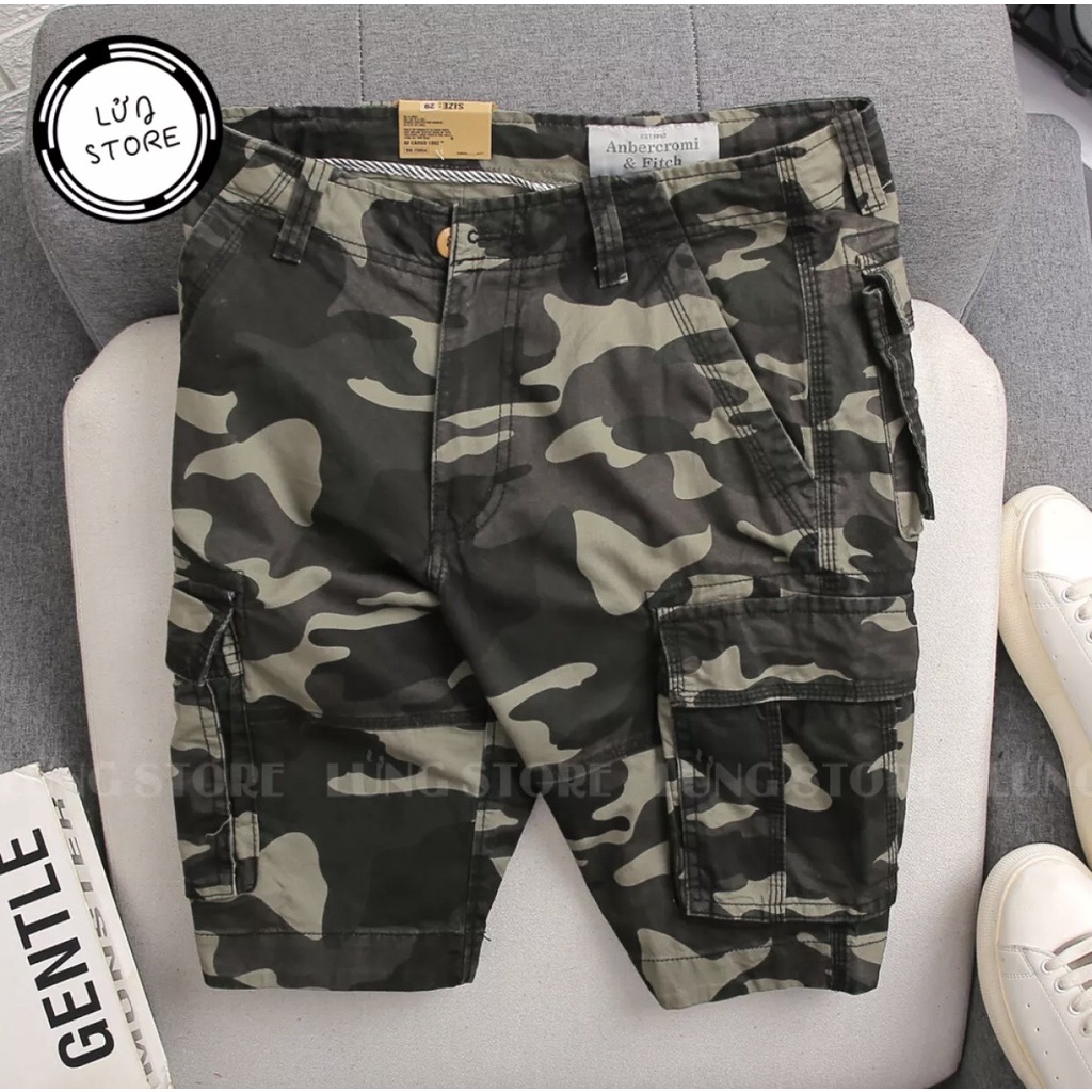 Quần short nam kaki túi hộp LỬNG hoạ tiết lính rằn ri camo - AB01