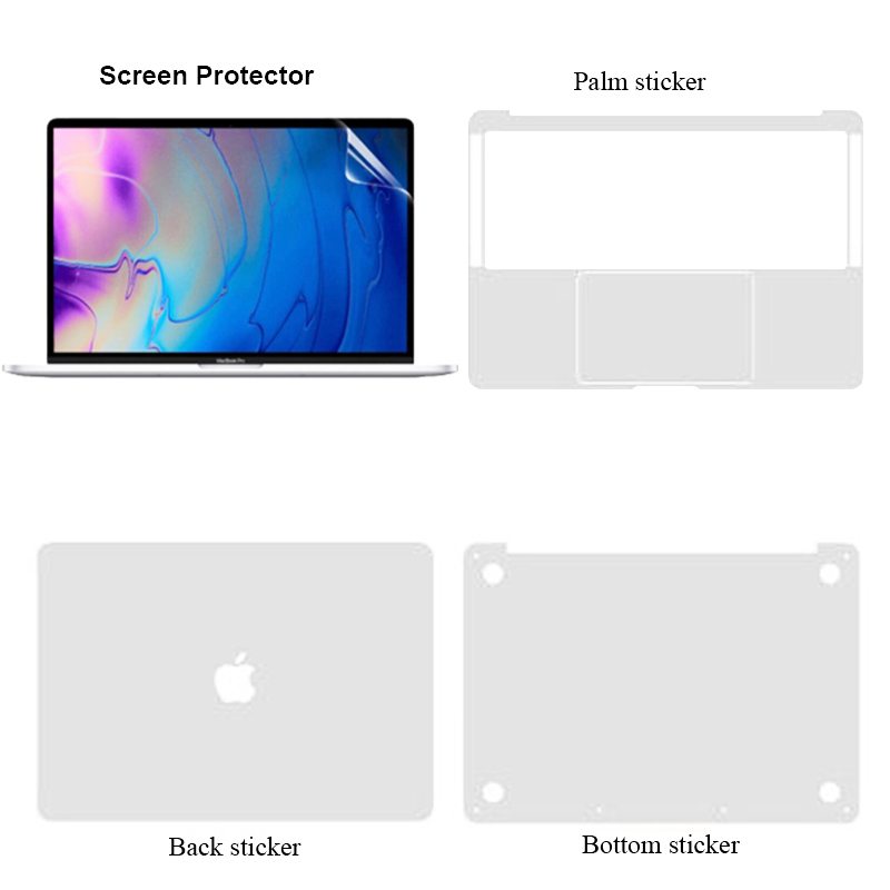 4pcs/set sticker For 2020 Macbook Pro 13 Hình dán A2289 A2251 A2159 A1706 A1989 A1708 Miếng dán màn hình + palm cover + back skin + bottom sticker