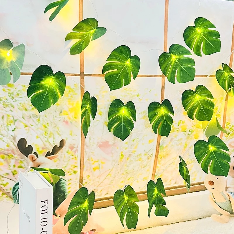 Dây Đèn LED 1.5 / 3M Hình Lá Cây Giả Trang Trí Đa Dụng Chất Lượng Cao