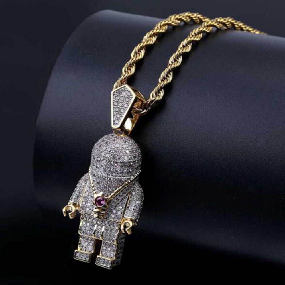 Dây Chuyền Mặt Hình Phi Hành Gia Đính Đá Phong Cách hip hop Cho Nam