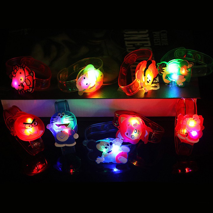 Đồng hồ vòng tay đèn LED sáng tạo hoạt hình dễ thương dạ quang phát sáng nhấp nháy nhiều màu cho bé