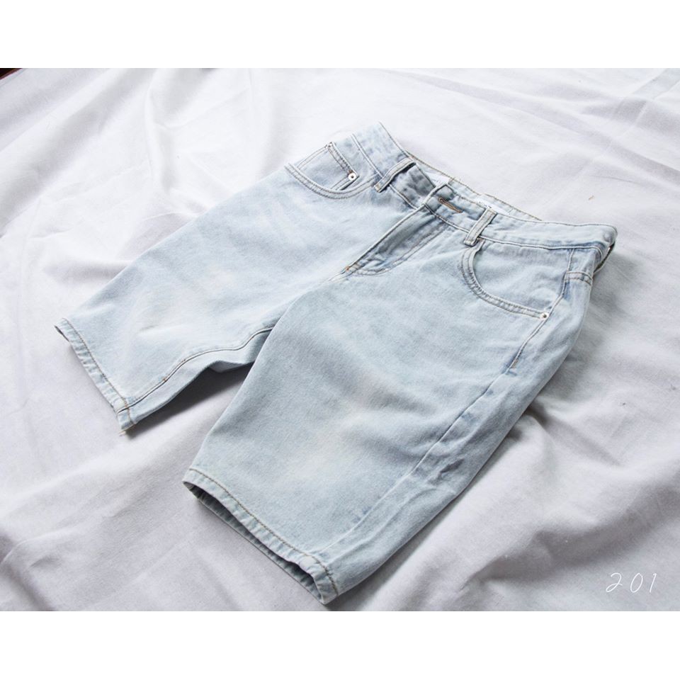Quần short jean xanh bạc trơn 201