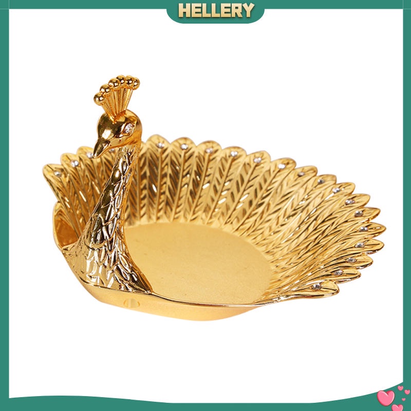 Đĩa Đựng Trái Cây Hình Chim Công Bằng Kim Loại Màu Vàng Sang Trọng