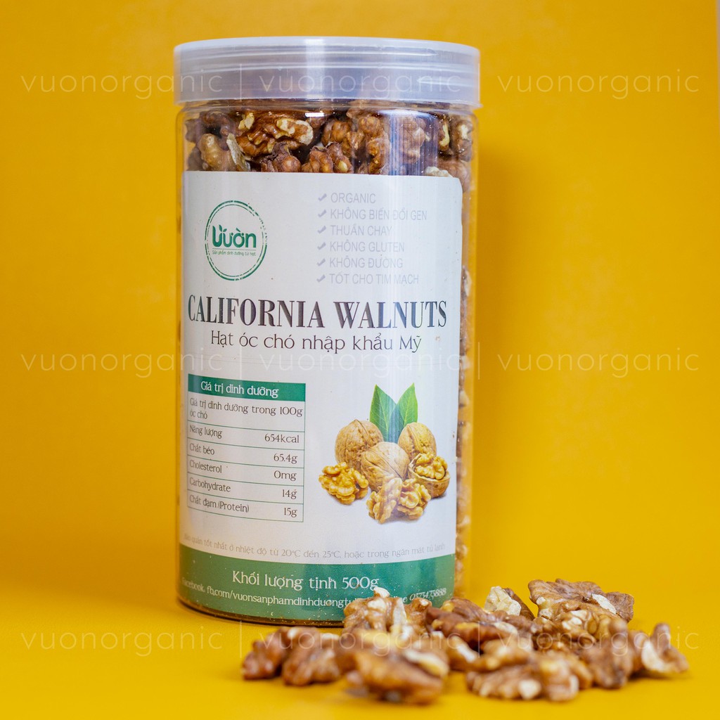 NHÂN HẠT ÓC CHÓ VÀNG SẤY NGUYÊN VỊ VƯỜN ORGANIC NHẬP KHẨU MỸ 500GR ĐÃ TÁCH VỎ