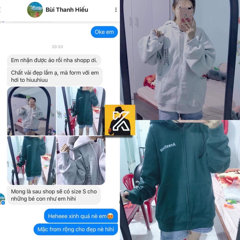 [sẵn] Áo Khoác Dây Kéo ANES Xanh rêu ulzzang unisex ( ảnh thật + hàng sẵn )