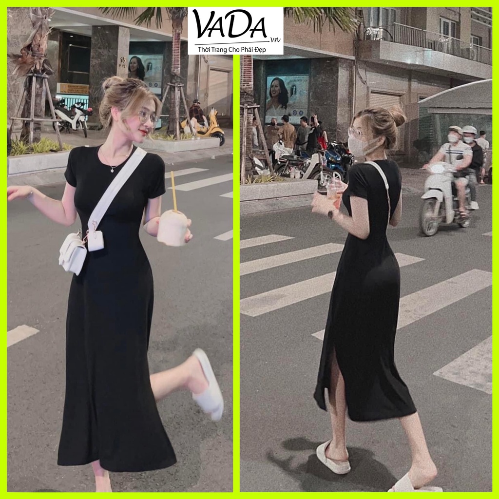 Đầm váy body dáng midi sẻ tà đơn giản siêu tôn dáng -Thời Trang VADA (BĐ05)y | BigBuy360 - bigbuy360.vn