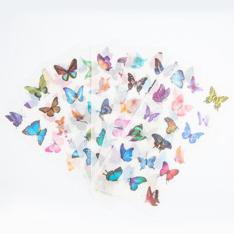 Bộ 6 tờ nhãn dán hình bướm xinh xắn dùng để trang trí