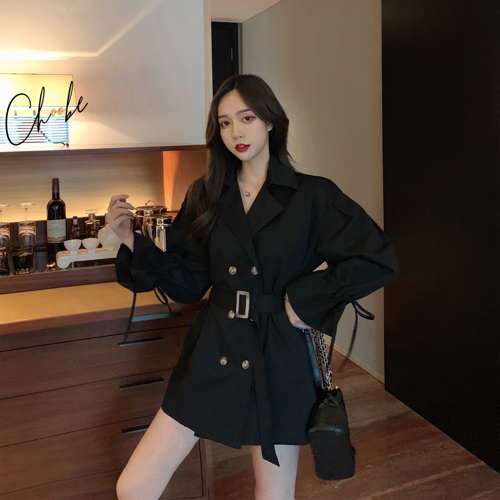 Áo khoác nữ Choobe vải kaki cao cấp, măng tô dáng ngắn, tay nơ, phong cách Hàn Quốc  | BigBuy360 - bigbuy360.vn
