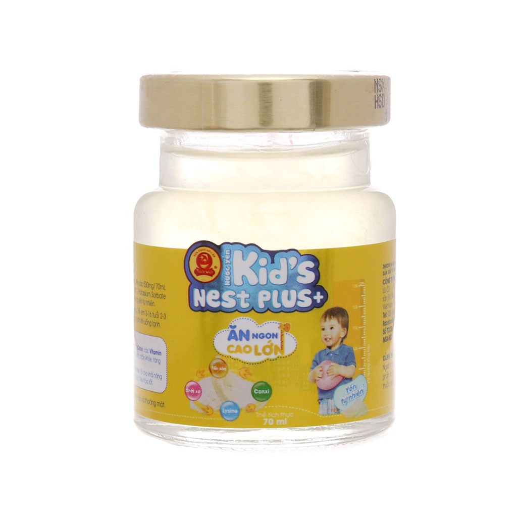 Nước Yến Sào Cao Cấp Thiên Việt Kid's Nest Plus+ Hương Vị Tự Nhiên Hộp 6 Lọ x 70ml (Ăn ngon cao lớn)