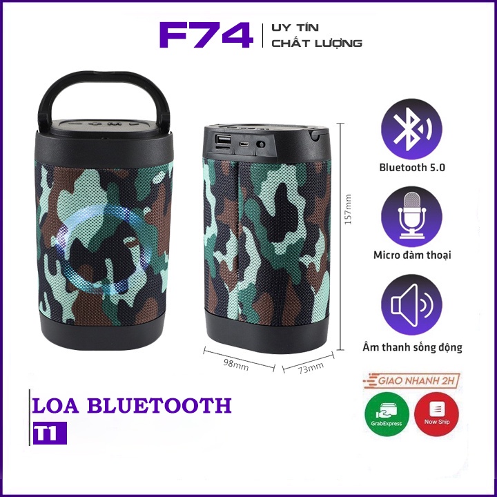 Bảo hành 12 thángLoa Bluetooth mini T1 Hỗ trợ thẻ Micro SD &amp; USB bass siêu trầm - BẢO HÀNH 1 ĐỔI 1 CHÍNH HÃNG