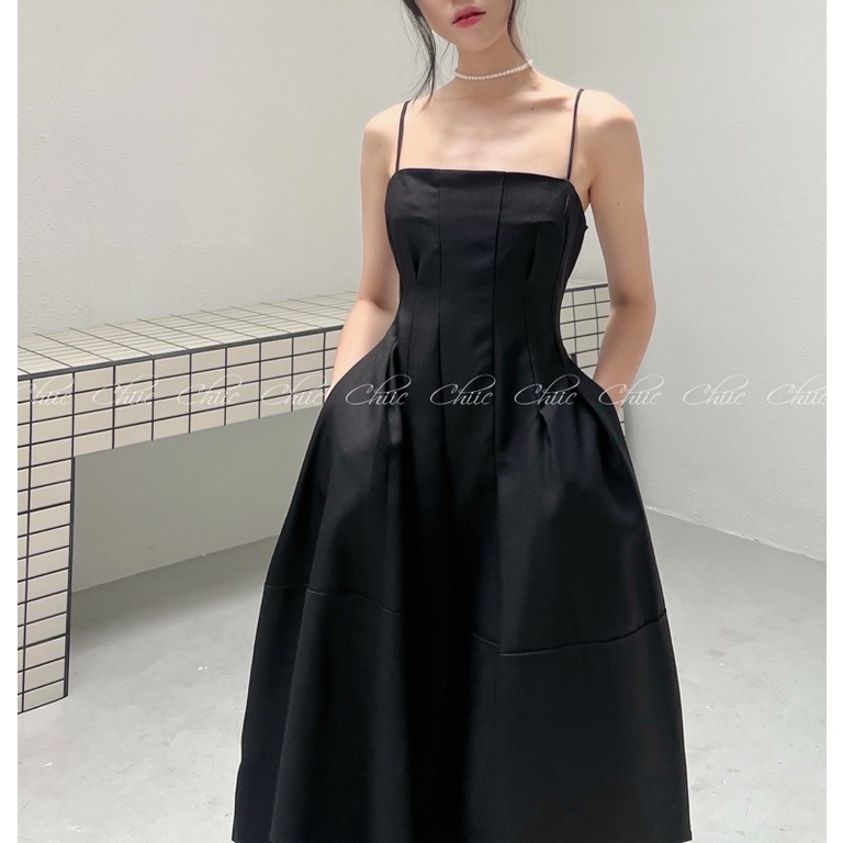Đầm hai dây dự tiệc dáng dài xòe - MS37