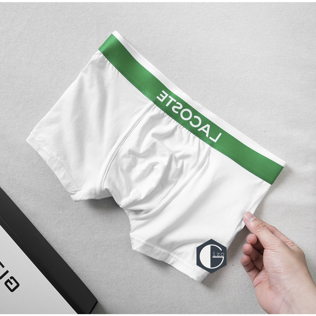 Quần lót nam boxer, quần sịp đùi nam logo thêu vải cotton mềm mịn thoáng khí LAC01A