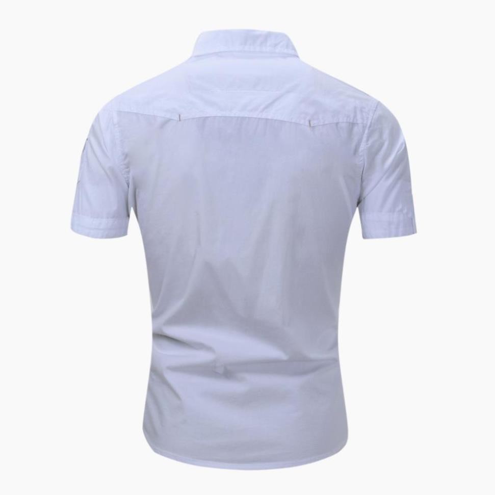 Áo sơ mi, Áo sơ mi nam cộc tay, 2 túi ngực hottrend màu Đen, Trắng trẻ trung phong cách H40