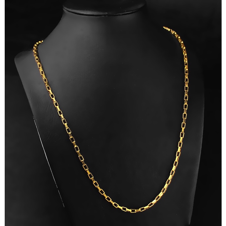 Dây chuyền inox kiểu hình vuông 3 ly khóa vip màu vàng siêu đẹp, bền màu, phù hợp cho cả nam và nữ