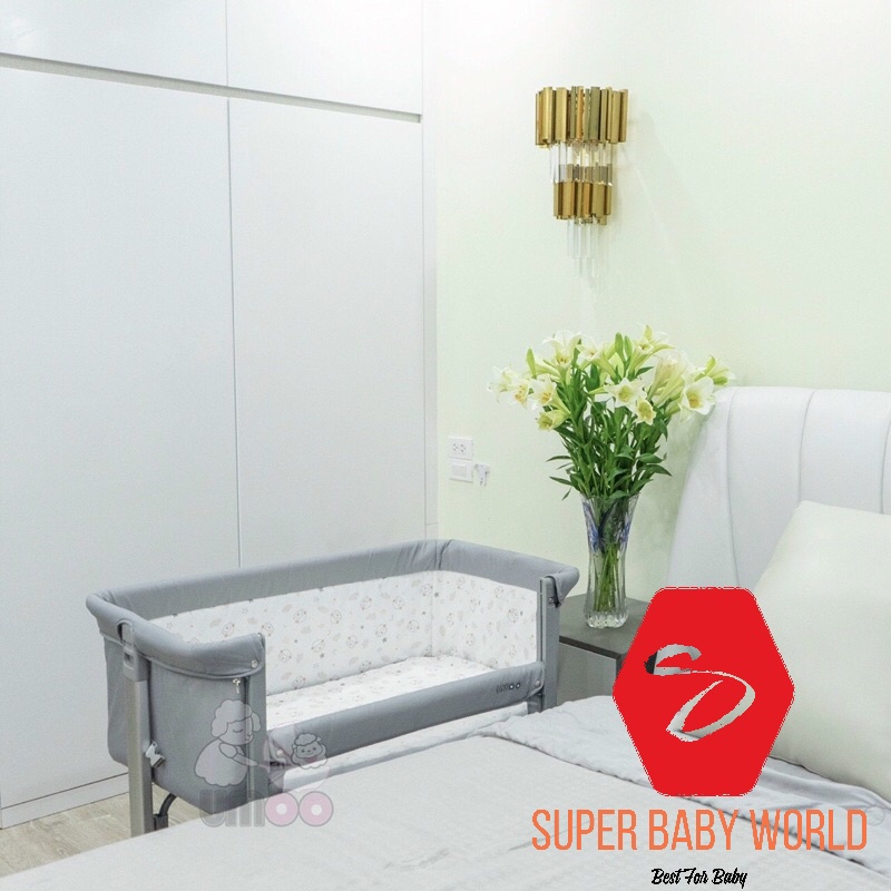 Cũi Vải Cho Bé Chân Cao Umoo UM-08109 Có Thể Hạ Thành Ghép Với Giường