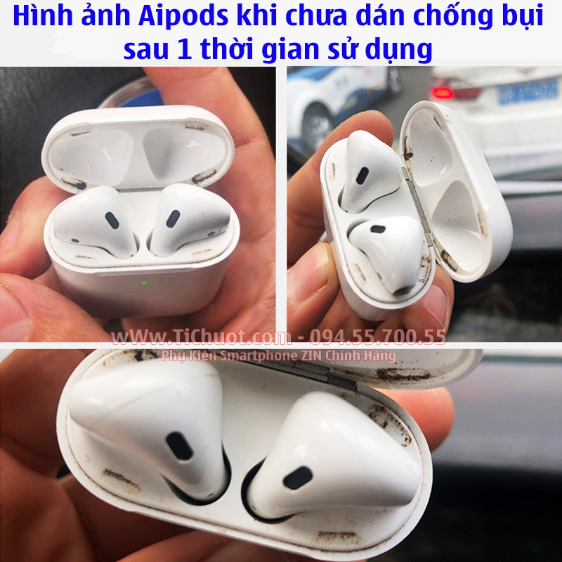 Dán decal kim loại 18K chống bụi AirPods 2 (bản sạc Không dây-LED nằm ngoài)