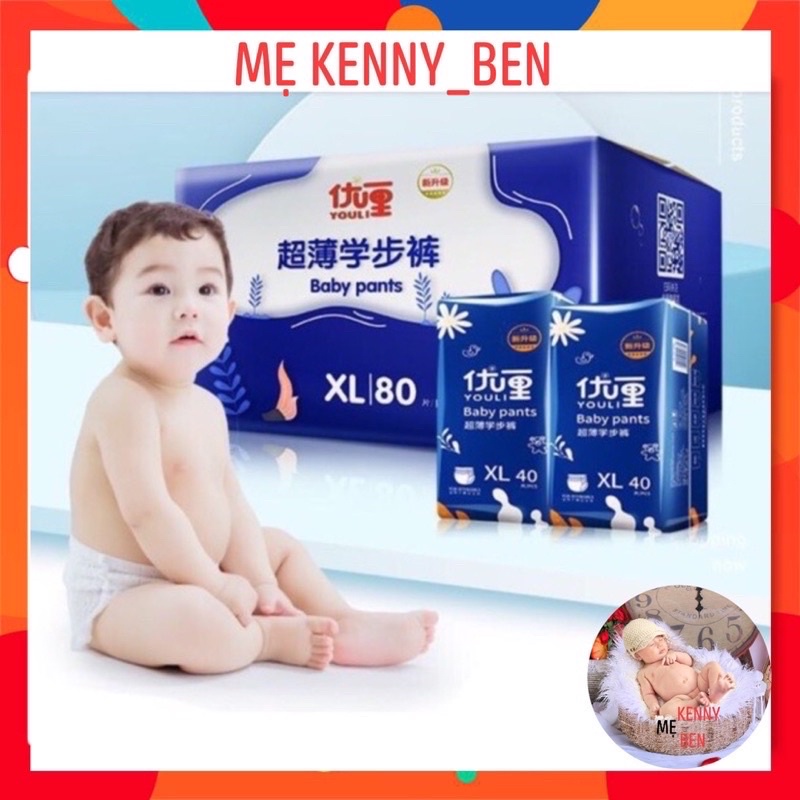 Tã bỉm YOULI XANH dán/quần đủ size S112/M88/L84/Xl80/XXL72/XXXL68