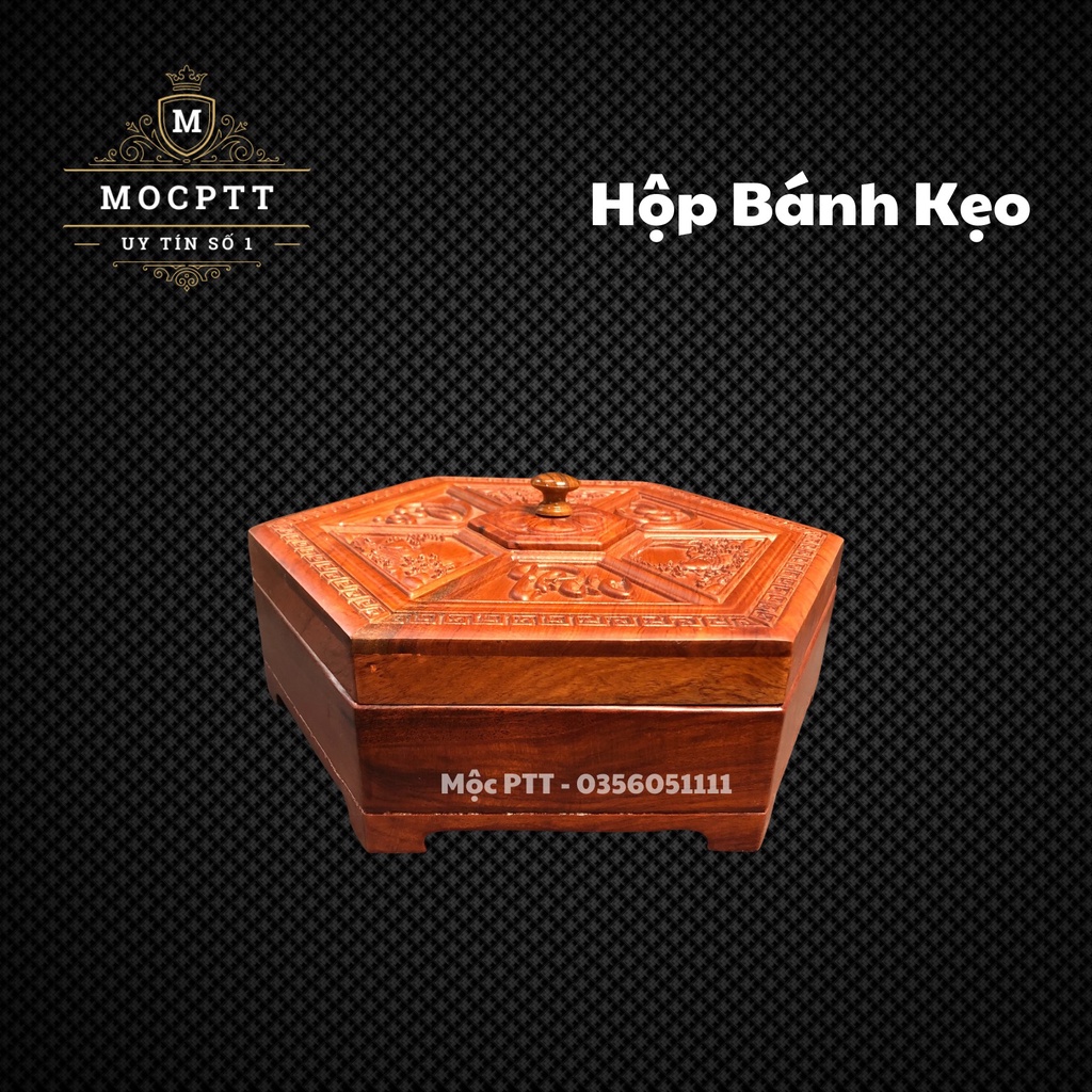 Hộp Bánh Kẹo , Khay Bánh Kẹo hình lục lăng gỗ Hương trang trí phòng khách , phòng bếp bàn uống nước